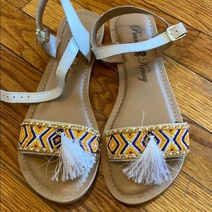 Beaded Tassle Sandals NEVER WORN